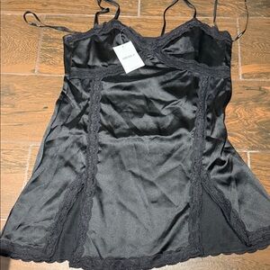 Forever 21 Black Satin Lace Chemise
